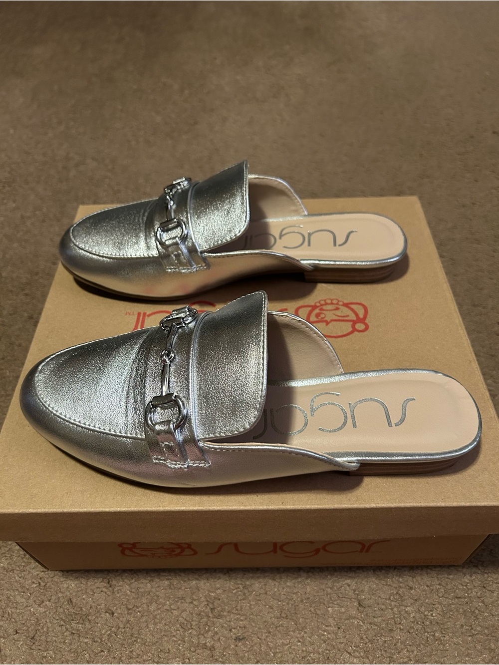 SUGAR Women's Beckette Mule Loafer
Flats In Silver Metallic